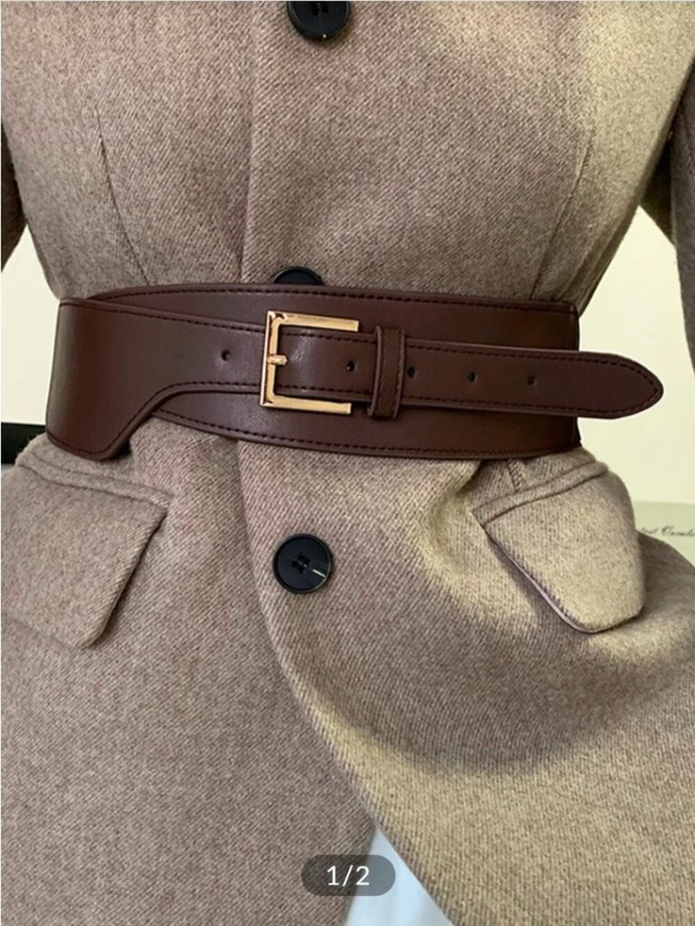 Dark brown asymmetrical belt
